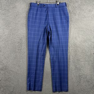 Brooks Brothers Pants Mens 36x32 (Fits 33x31) Blue Windowpane Regent Fit Slacks